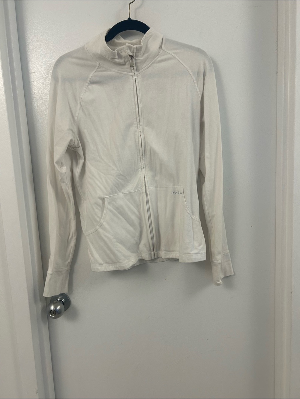 Danskin White Full-Zip Athletic Bomber Jacket